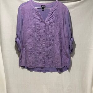 Erika Women's Lavender Blouse with Button Detail